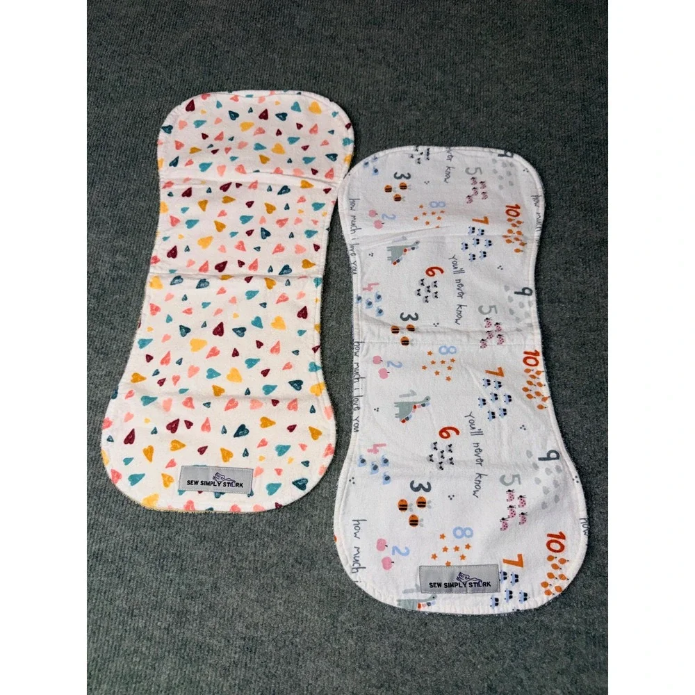 Sew Simply Stork Burp Cloths Baby  Multicolor  Heart & Animal 2 Pack